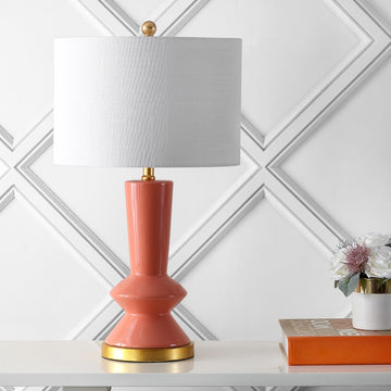 Ziggy 27" Ceramic/Iron Contemporary Glam LED Table Lamp - JONATHAN Y